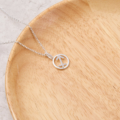 Collier signe astrologique Sagittaire et carte citation avec cristaux Zircondia®