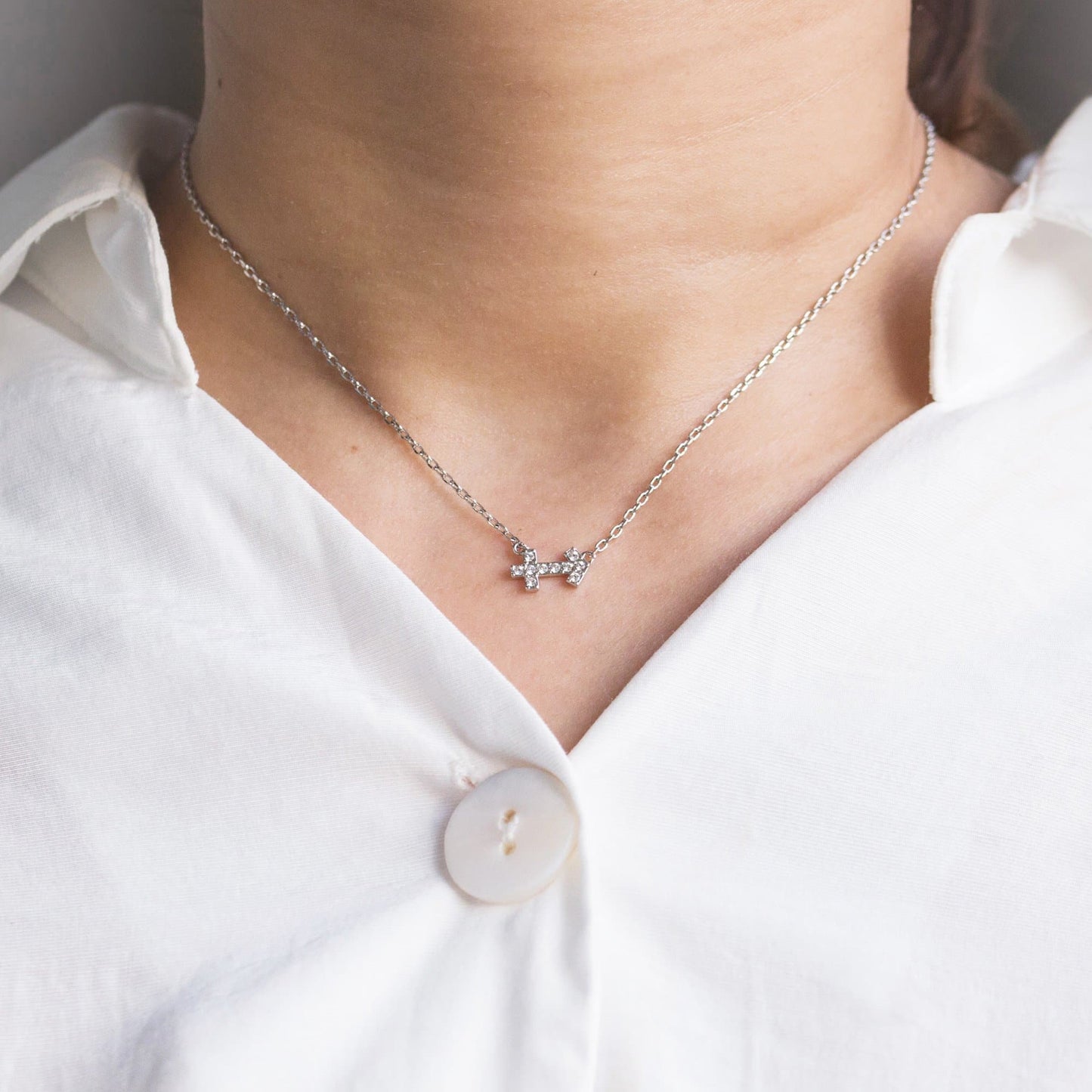 Sagittarius Zodiac Star Sign Necklace Created with Zircondia® Crystals