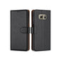 Étui portefeuille à rabat en cuir noir pour Samsung Galaxy S6