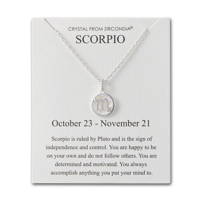 Scorpio Star Sign Zodiac Necklace and Quote Card with Zircondia® Crystals