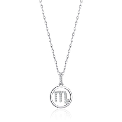 Scorpio Star Sign Zodiac Necklace with Zircondia® Crystals