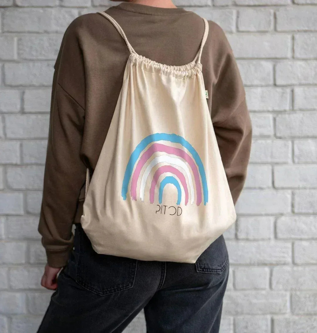 Transgender Rainbow Drawstring Bag