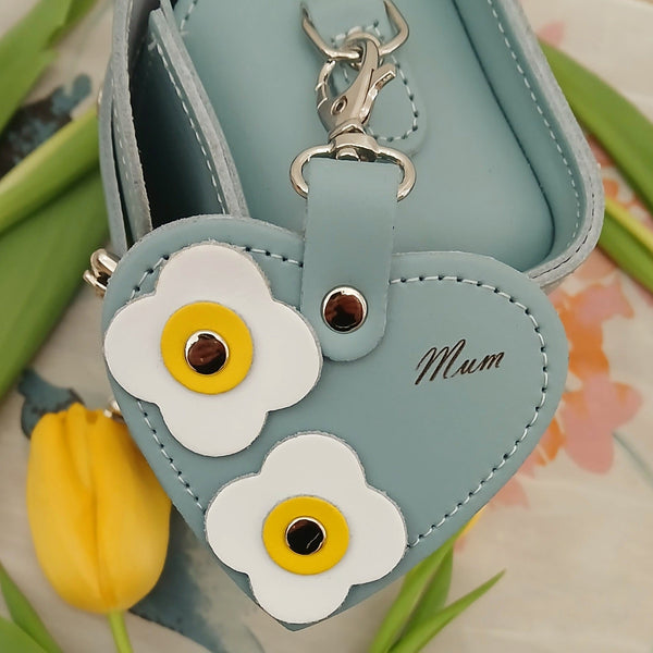 Engraved Mum Heart Charm - Sea Green