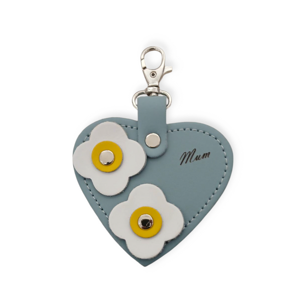 Engraved Mum Heart Charm - Sea Green
