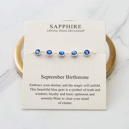 September Birthstone Bracelet Created with Sapphire Zircondia® Crystals