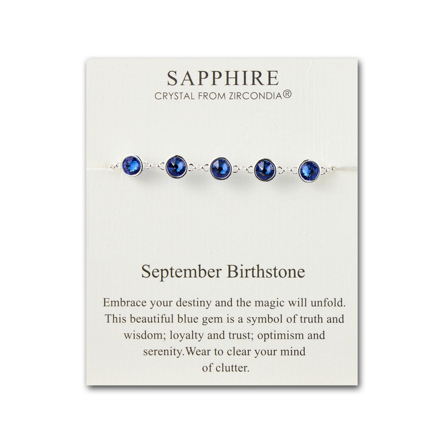 September Birthstone Bracelet Created with Sapphire Zircondia® Crystals