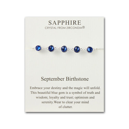 September Birthstone Bracelet Created with Sapphire Zircondia® Crystals