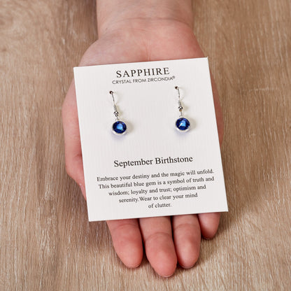 September Birthstone Drop Earrings Created with Sapphire Zircondia® Crystals