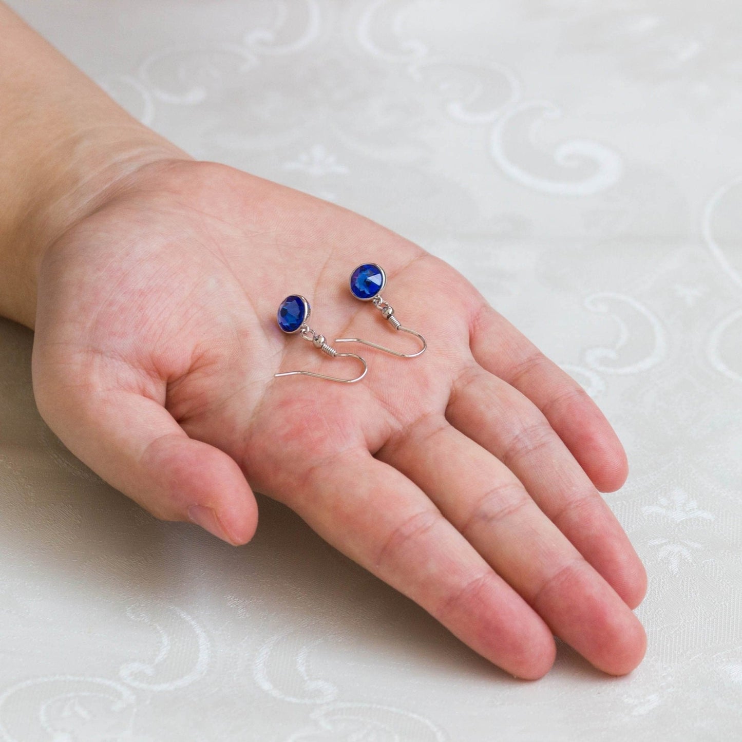 September Birthstone Drop Earrings Created with Sapphire Zircondia® Crystals
