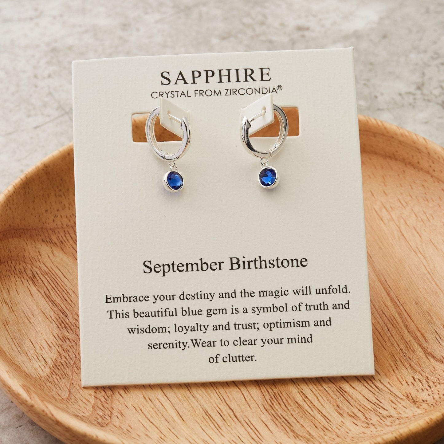 September Birthstone Hoop Earrings Created with Sapphire Zircondia® Crystals