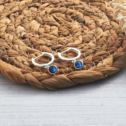 September Birthstone Hoop Earrings Created with Sapphire Zircondia® Crystals