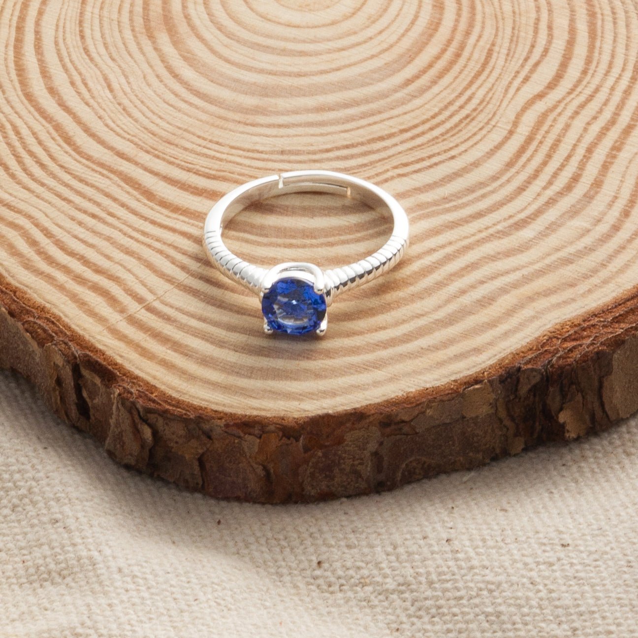 September (Sapphire) Adjustable Birthstone Ring Created with Zircondia® Crystals