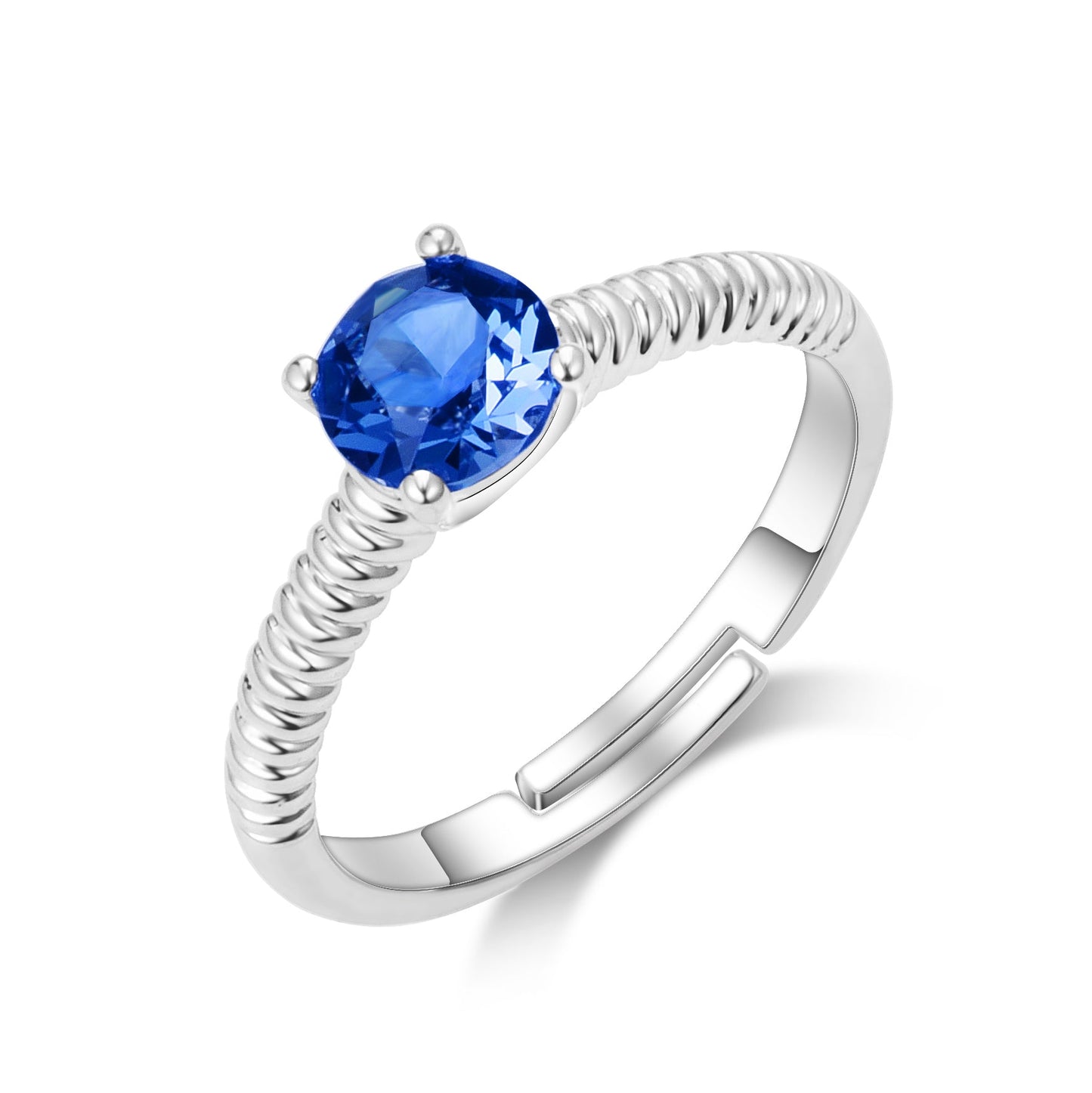 September (Sapphire) Adjustable Birthstone Ring Created with Zircondia® Crystals