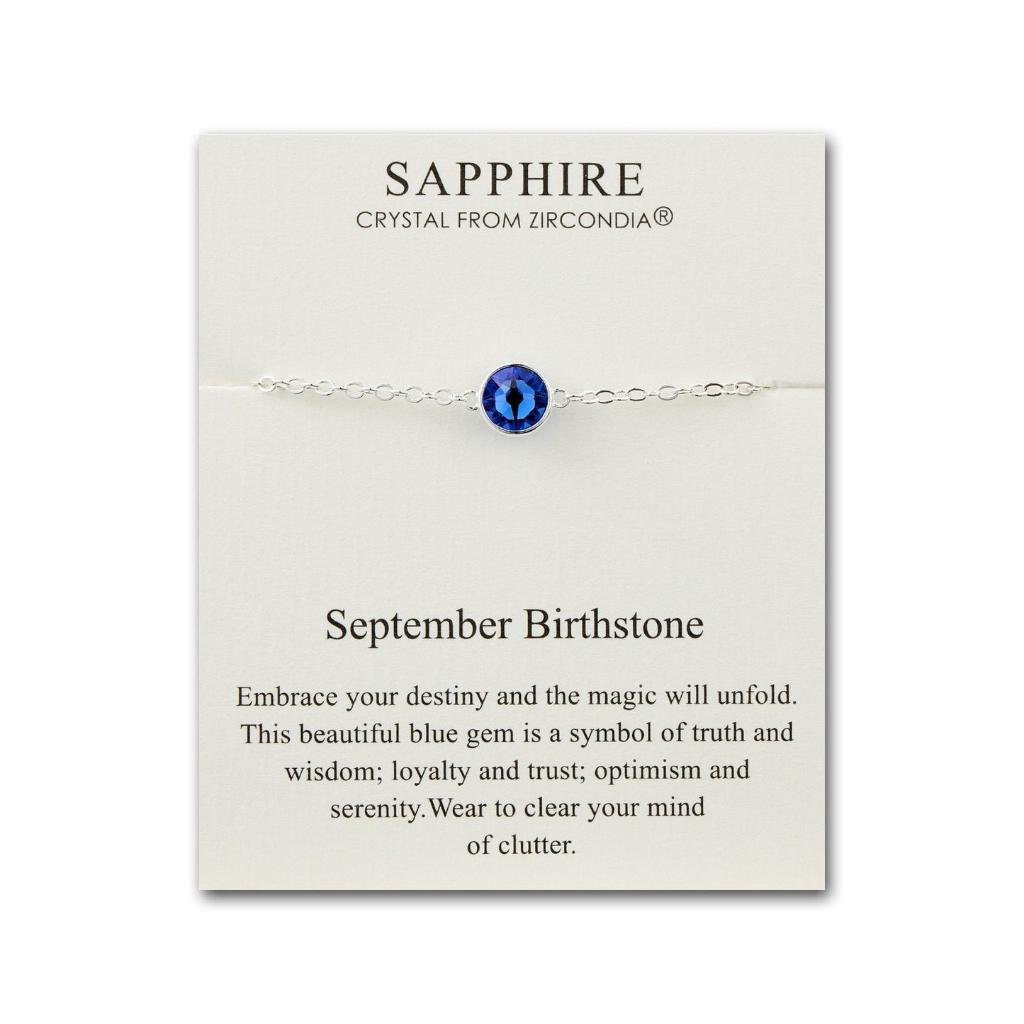 September (Sapphire) Birthstone Anklet Created with Zircondia® Crystals