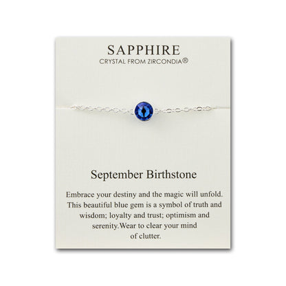 September (Sapphire) Birthstone Anklet Created with Zircondia® Crystals