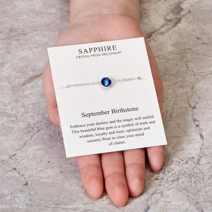 September (Sapphire) Birthstone Anklet Created with Zircondia® Crystals