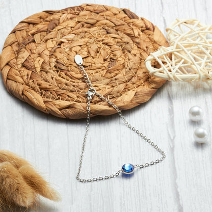 September (Sapphire) Birthstone Anklet Created with Zircondia® Crystals