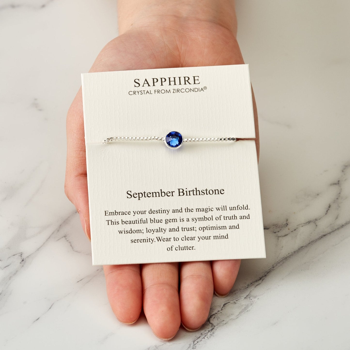 September (Sapphire) Birthstone Bracelet Created with Zircondia® Crystals