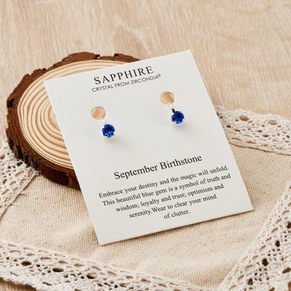 September (Sapphire) Birthstone Clip On Earrings Created with Zircondia® Crystals