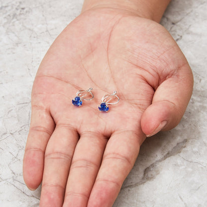 September (Sapphire) Birthstone Clip On Earrings Created with Zircondia® Crystals