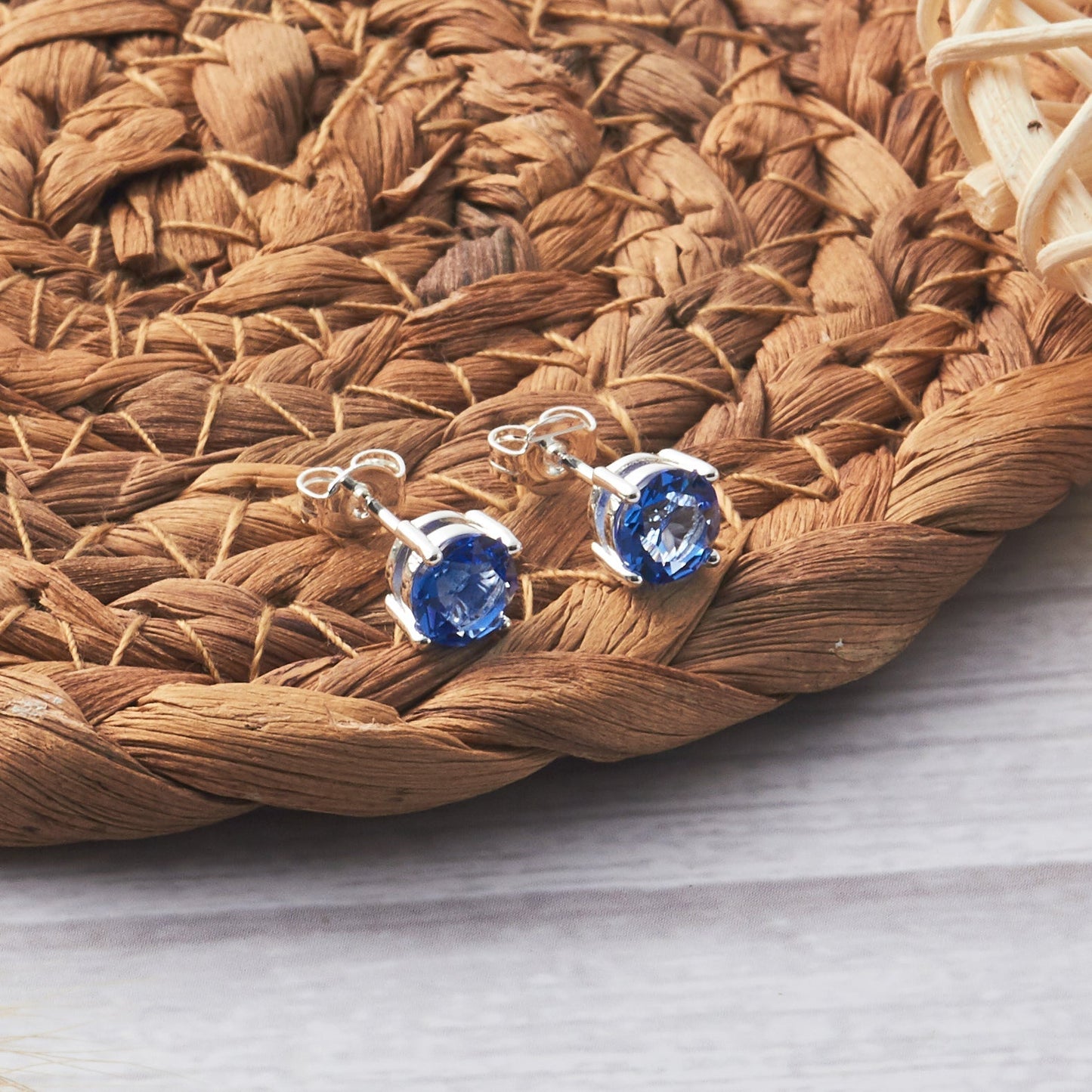 September (Sapphire) Birthstone Earrings Created with Zircondia® Crystals