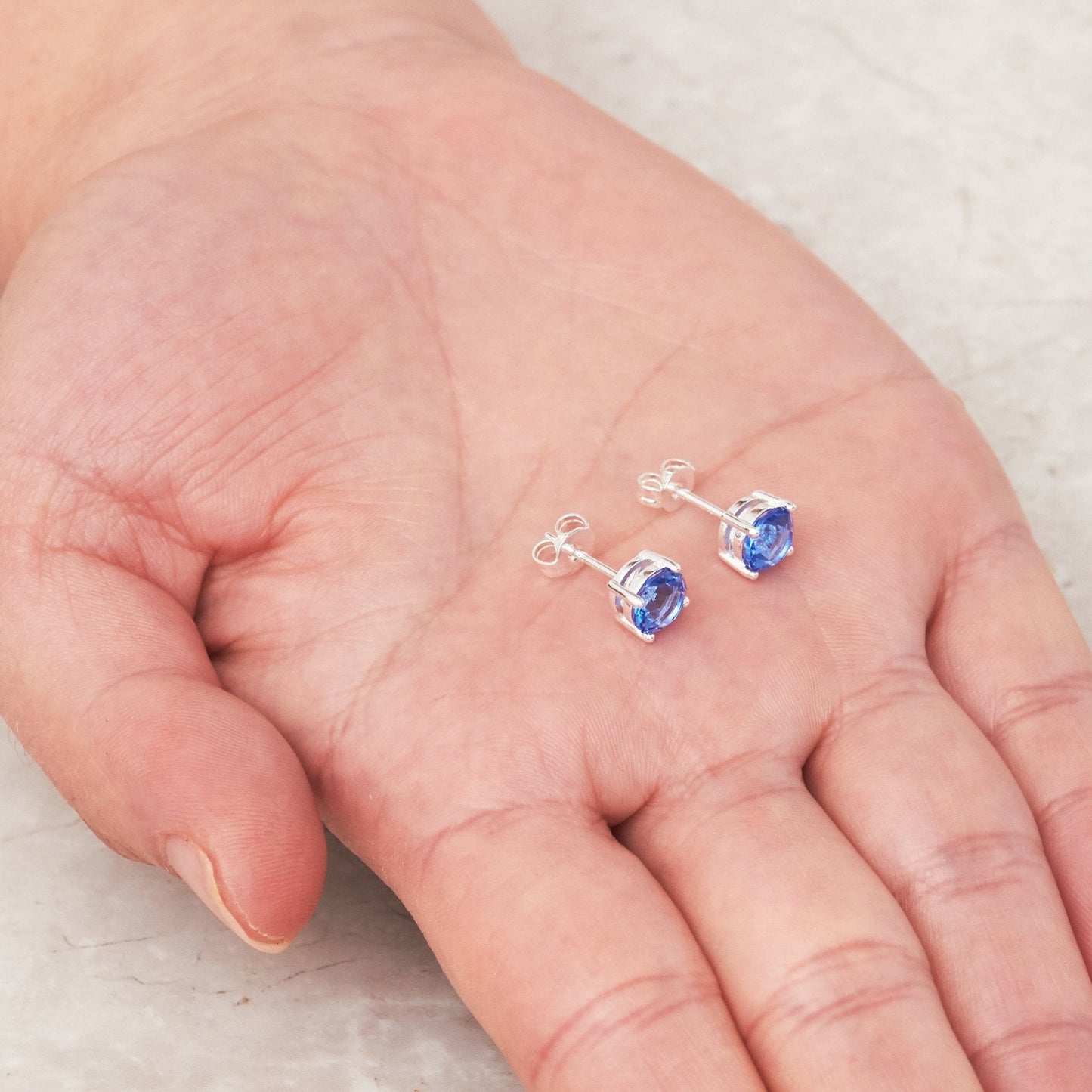 September (Sapphire) Birthstone Earrings Created with Zircondia® Crystals