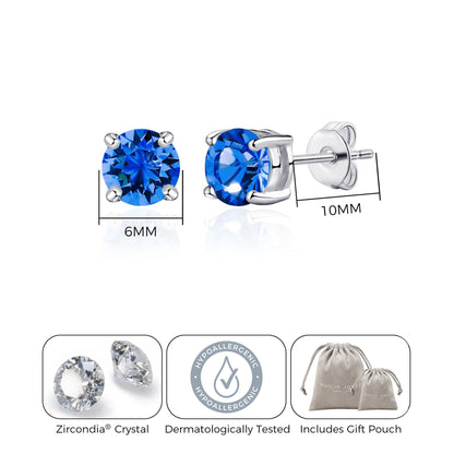 September (Sapphire) Birthstone Earrings Created with Zircondia® Crystals