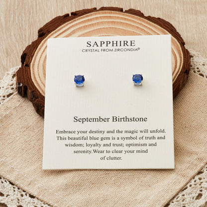 September (Sapphire) Birthstone Earrings Created with Zircondia® Crystals