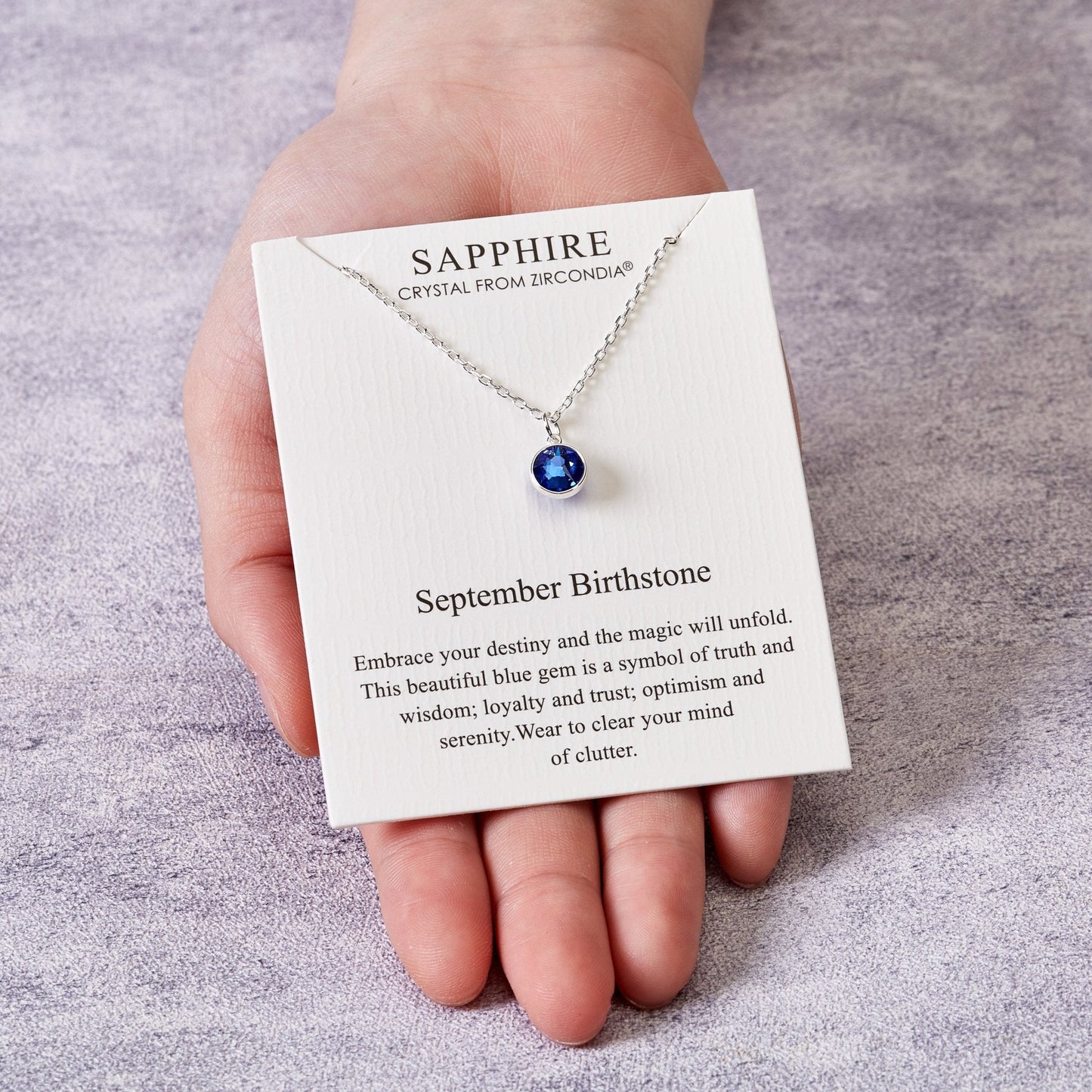September (Sapphire) Birthstone Necklace Created with Zircondia® Crystals