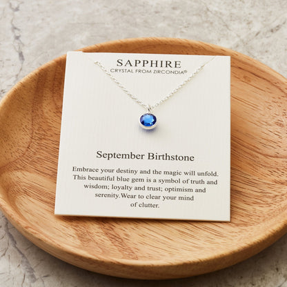 September (Sapphire) Birthstone Necklace Created with Zircondia® Crystals