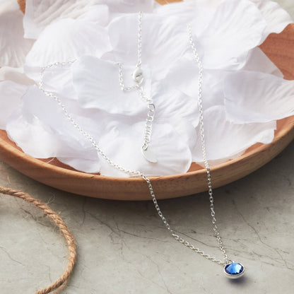 September (Sapphire) Birthstone Necklace Created with Zircondia® Crystals
