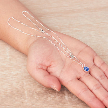 September (Sapphire) Birthstone Necklace Created with Zircondia® Crystals