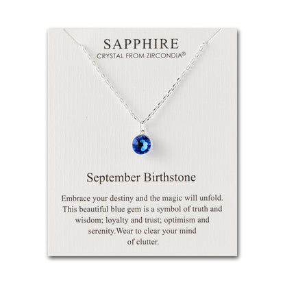 September (Sapphire) Birthstone Necklace Created with Zircondia® Crystals