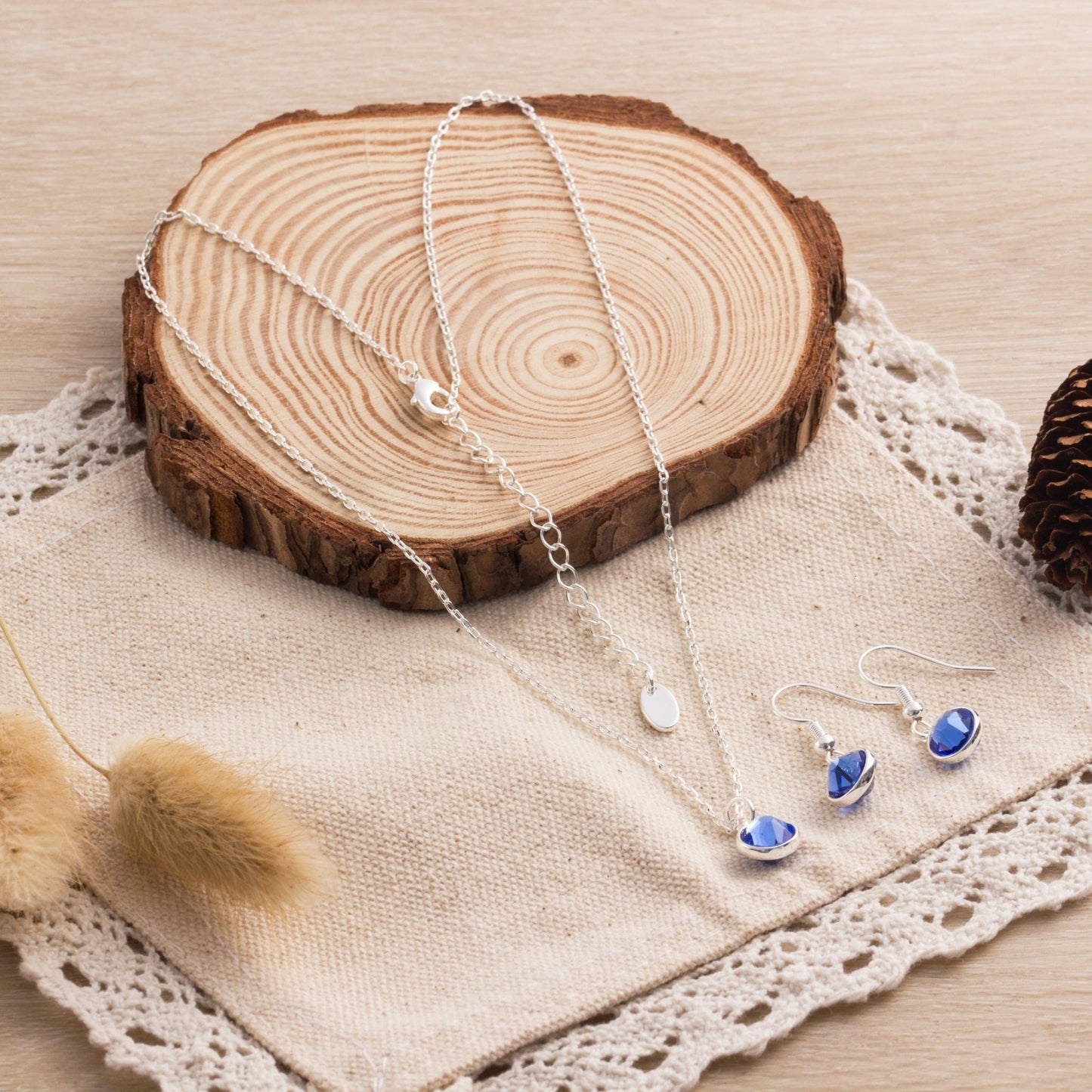 September (Sapphire) Birthstone Necklace & Drop Earrings Set Created with Zircondia® Crystals
