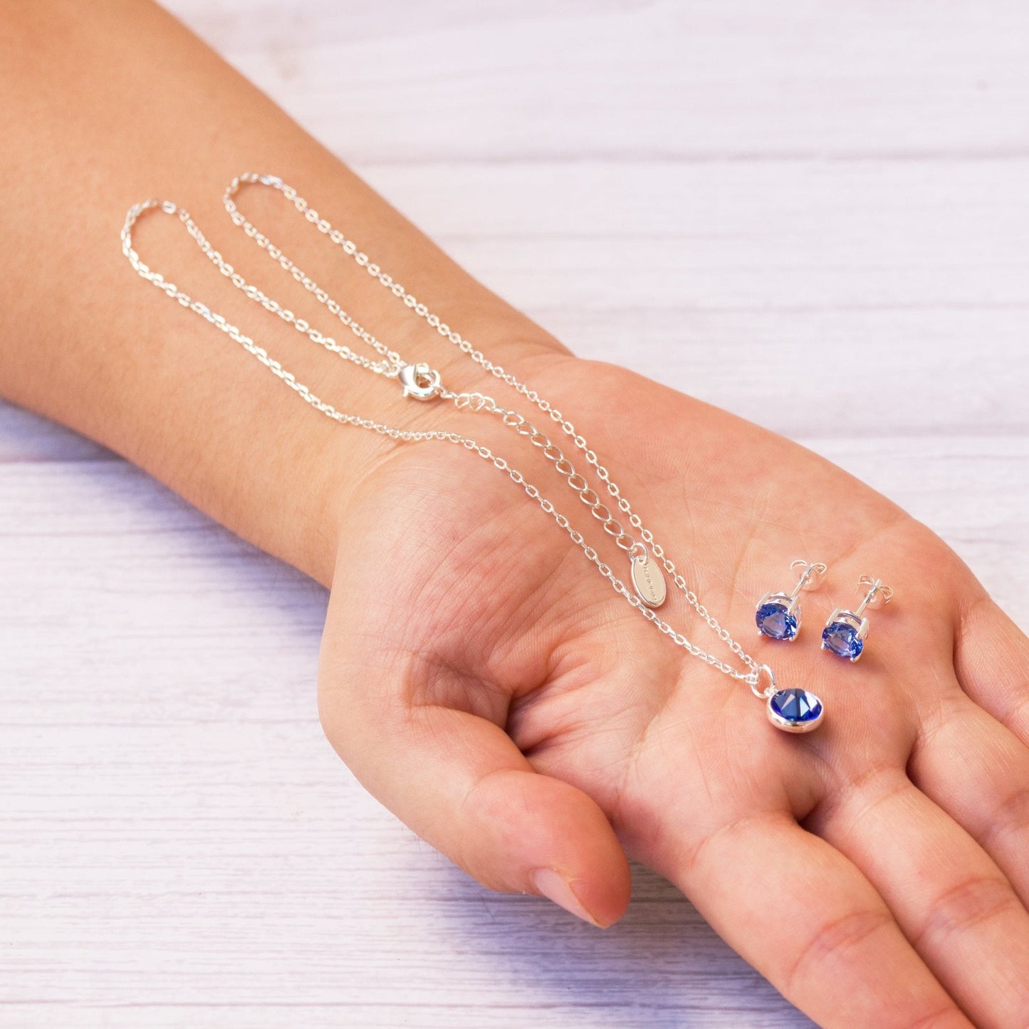 September (Sapphire) Birthstone Necklace & Earrings Set Created with Zircondia® Crystals