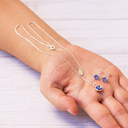 September (Sapphire) Birthstone Necklace & Earrings Set Created with Zircondia® Crystals