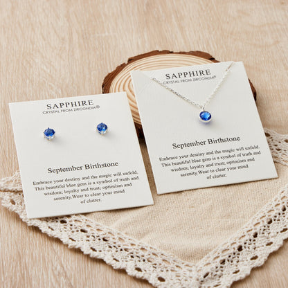 September (Sapphire) Birthstone Necklace & Earrings Set Created with Zircondia® Crystals