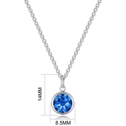 September (Sapphire) Birthstone Necklace with Initial Charm (A to Z) Created with Zircondia® Crystals