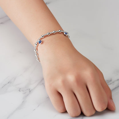 September (Sapphire) Birthstone Stretch Charm Bracelet with Quote Gift Box
