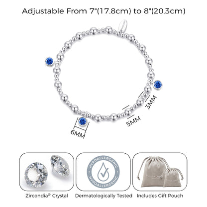 September (Sapphire) Birthstone Stretch Charm Bracelet with Quote Gift Box