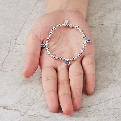 September (Sapphire) Birthstone Stretch Charm Bracelet with Quote Gift Box