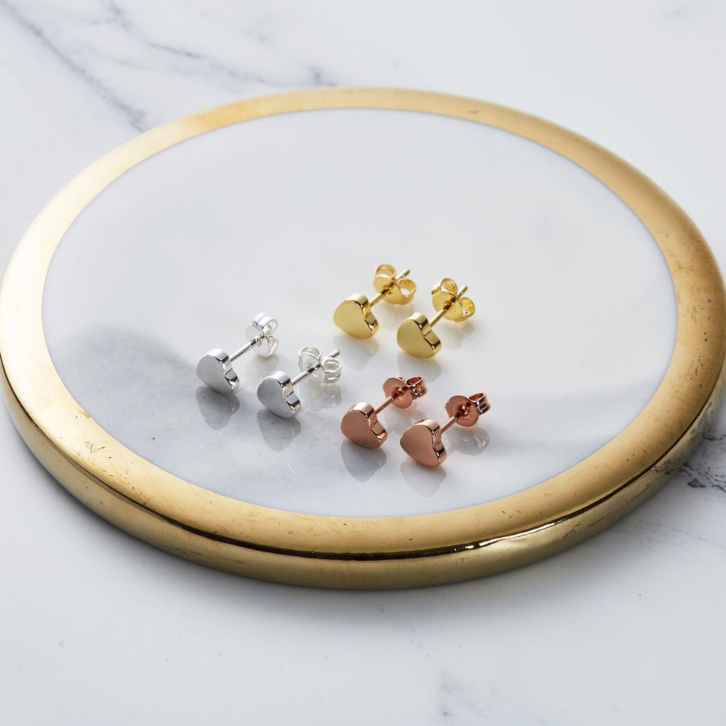 Set of Three Heart Stud Earrings