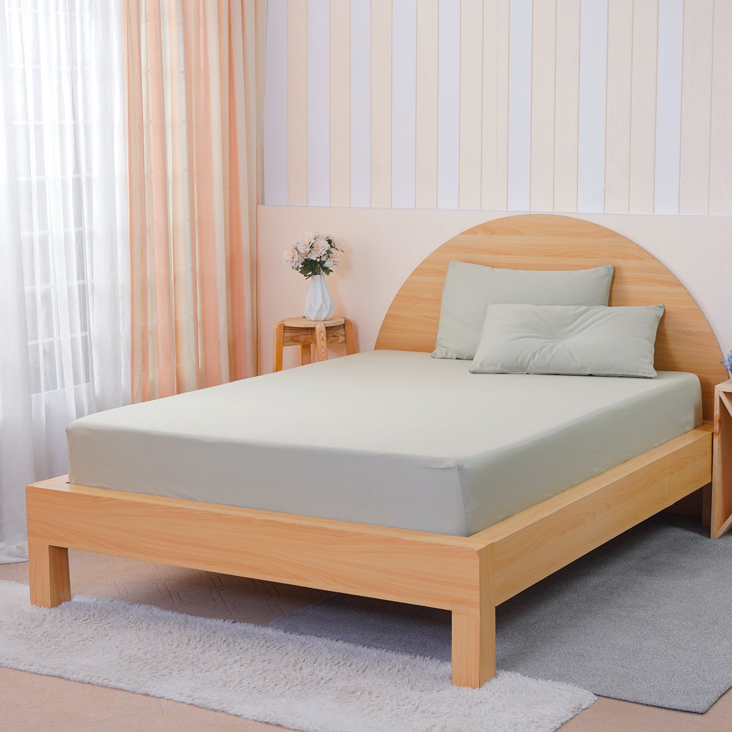 Drap-housse Ackly Bamboo - Vert sauge
