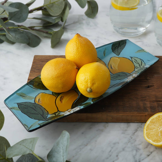 Plat Rectangulaire Allongé en Verre Sicilian Zest dans une Boîte Cadeau