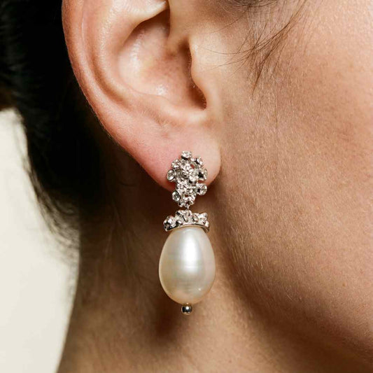 Silver Baroque Pearl Earrings - Lyra