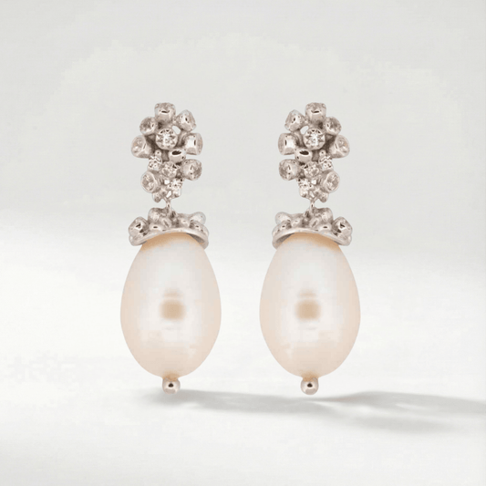 Silver Baroque Pearl Earrings - Lyra