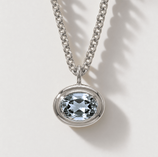 Silver Blue Topaz Necklace - Avery