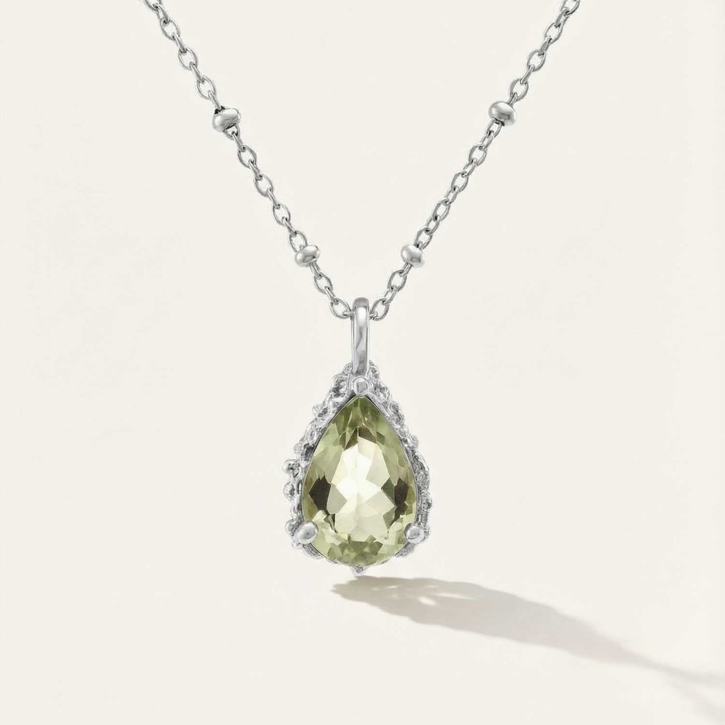 Silver Green Quartz Necklace - Alba