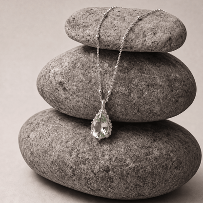 Silver Green Quartz Necklace - Alba