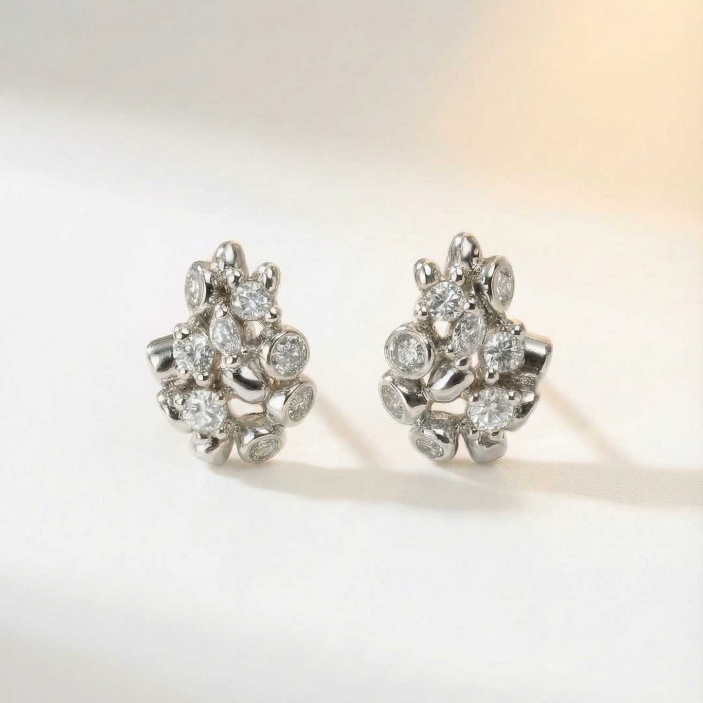 Silver Lyra Stud Earrings